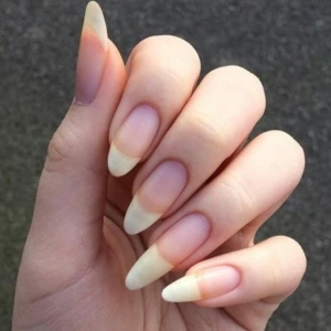 Long natural almond-shaped nails