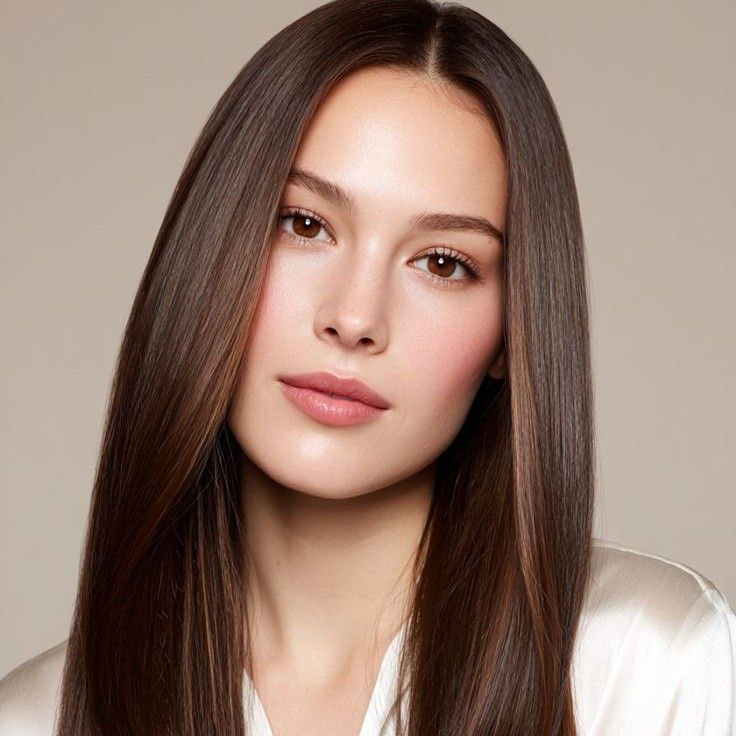 Perfectly smooth and silky hair after a salon treatment.