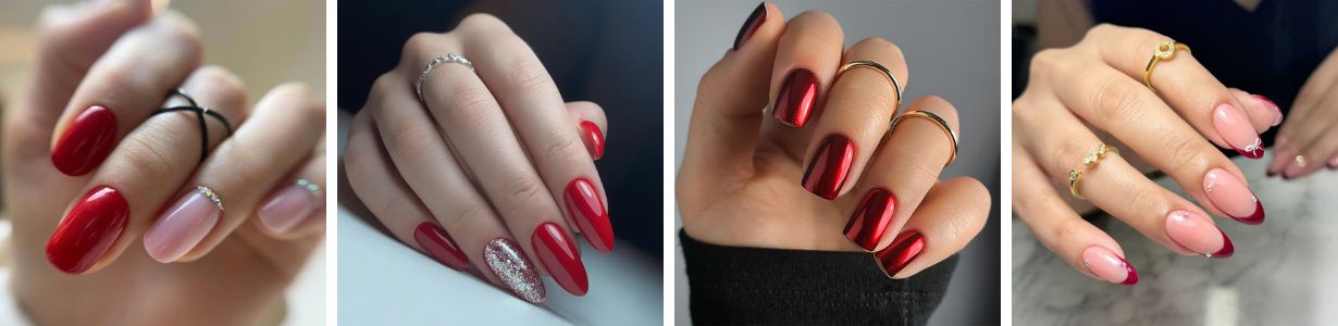 красный бордовый маникюр